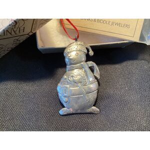 Hand Hammer Sterling Silver Christmas Ornament Snowman‎